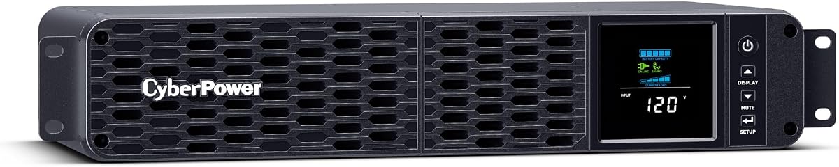 CyberPower CP1500PFCRM2U PFC Respaldo de batería de UPS de onda sinusoidal | 1500VA/1000W, 8 salidas, AVR, montaje en rack de 2U de profundidad corta, certificación UL