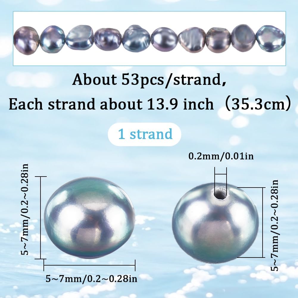 SUNNYCLUE 1 Box 53Pcs 5~7mm Baroque Pearls Freshwater Pearl Bead Natural Cultured Oval Genuine Pearl Midnight Blue Loose Bead for Jewelry Making Bead Assortments DIY Necklace Bracelet Earrings Crafts - Image 2