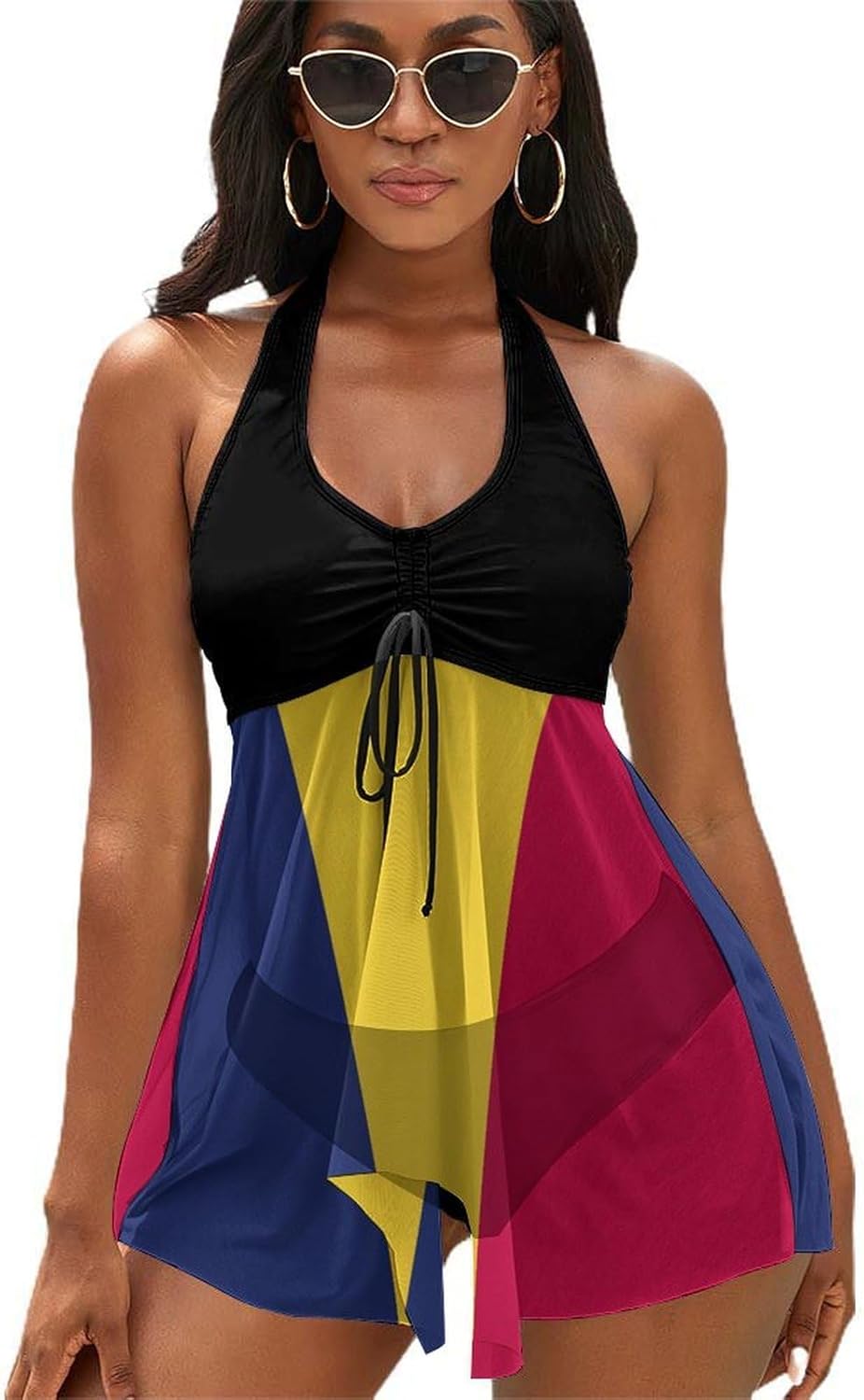 Women's 2 Piece Swimsuit Colombia Flag Adjustable Strap Swimwear Summer Beach Bathing Suits for Womens
