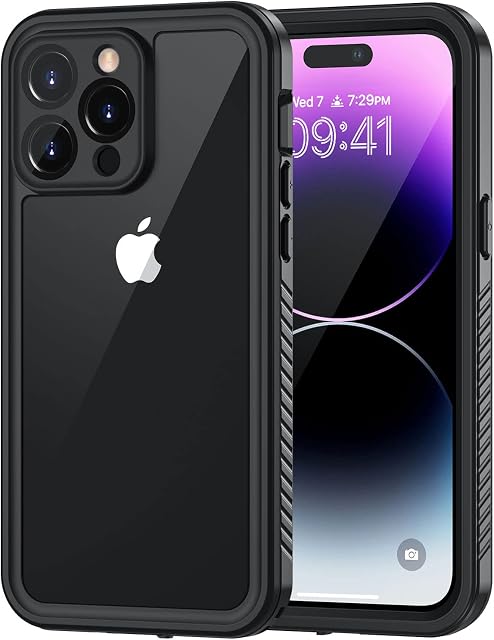 Lanhiem for iPhone 14 Pro Case, IP68 Waterproof Dustproof Shockproof 14 Pro Cases with Built-in Screen Protector, Full Body Sealed Protective Front and Back Cover for iPhone 14 Pro -6.1 inch (Black)