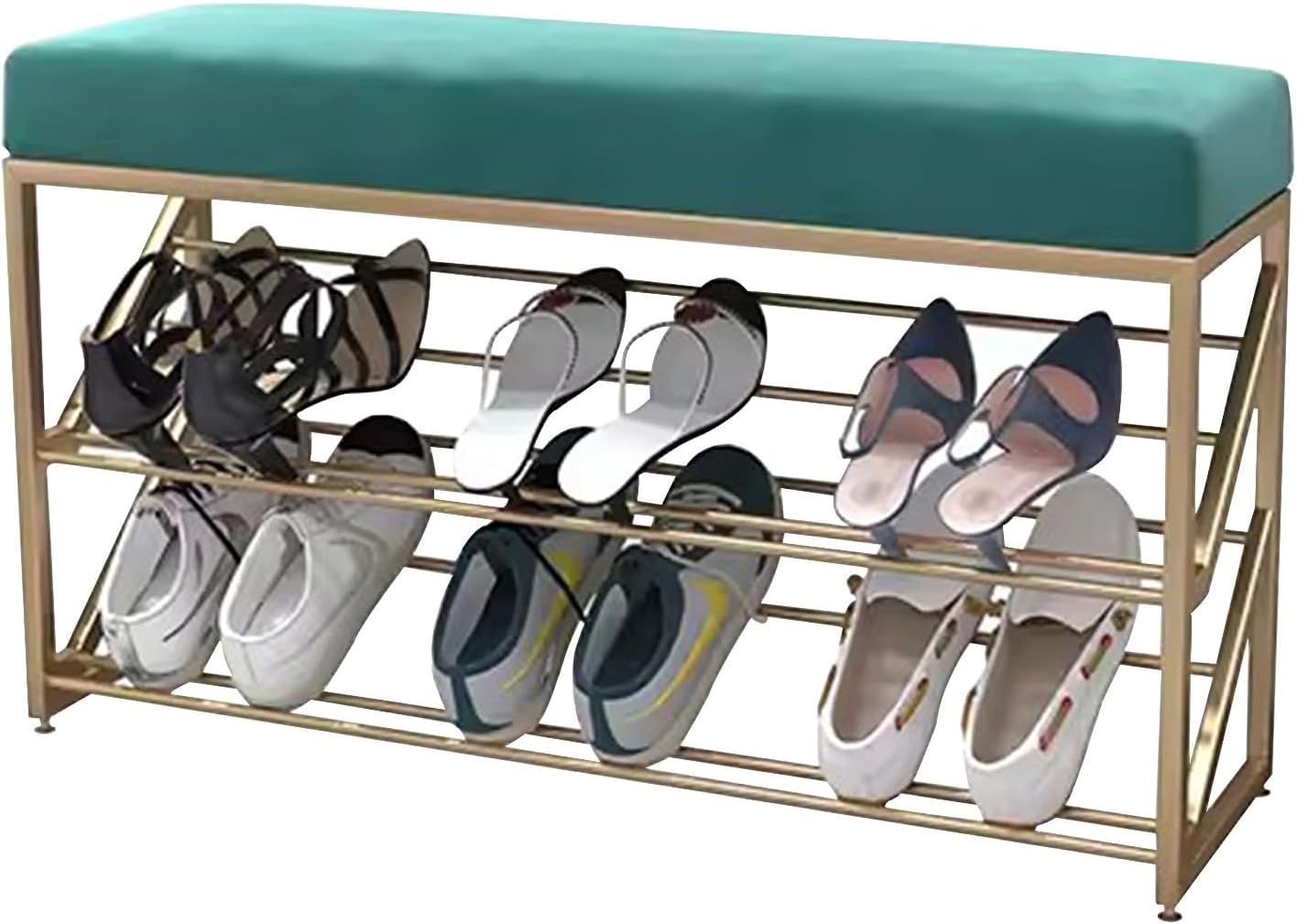 MARIYCH Narrow Shoe Rack for Entryway, Narrow Small Bench with 3 Tiers