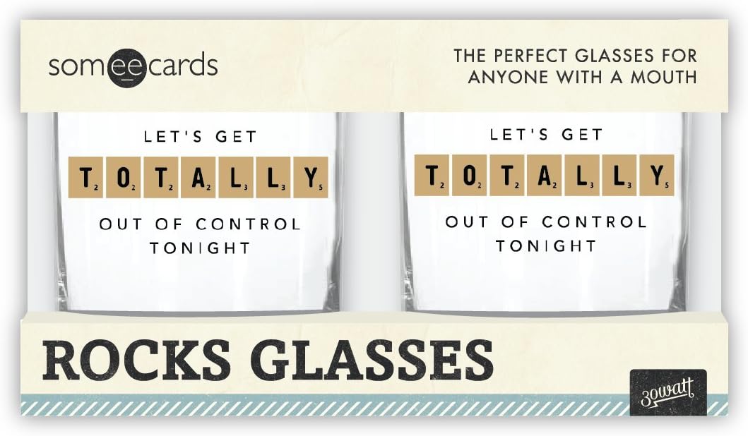 "Out of Control" Old Fashioned Cocktail Glasses 2 Pack - By 30 Watt