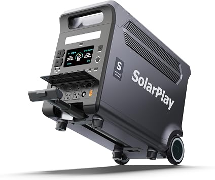 SolarPlay 3600W 5500W Peak Portable Power Station, 3840Wh Solar Generator LiFePO4 Battery, 2Hrs Fast Charging, Adjustable Input Power, UPS function with AC output for Home Camping Outdoor RV Backup