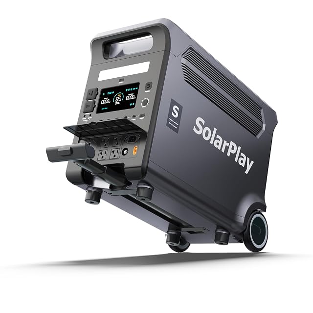 SolarPlay Portable Power Station 3600W 5500W Peak 3840Wh Solar Generator 2Hrs Fast Charging LiFePO4 Battery Adjustable Input Power
