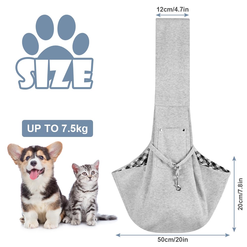 Adiwo Borsa da Viaggio per Cani, Trasportino per cani, Reversibile Borsa a Tracolla Porta Animali Domestici, per Cane/Gatto Fino a 7.5 KG, per Viaggio, Ciclismo, Passeggiata (Grigio)