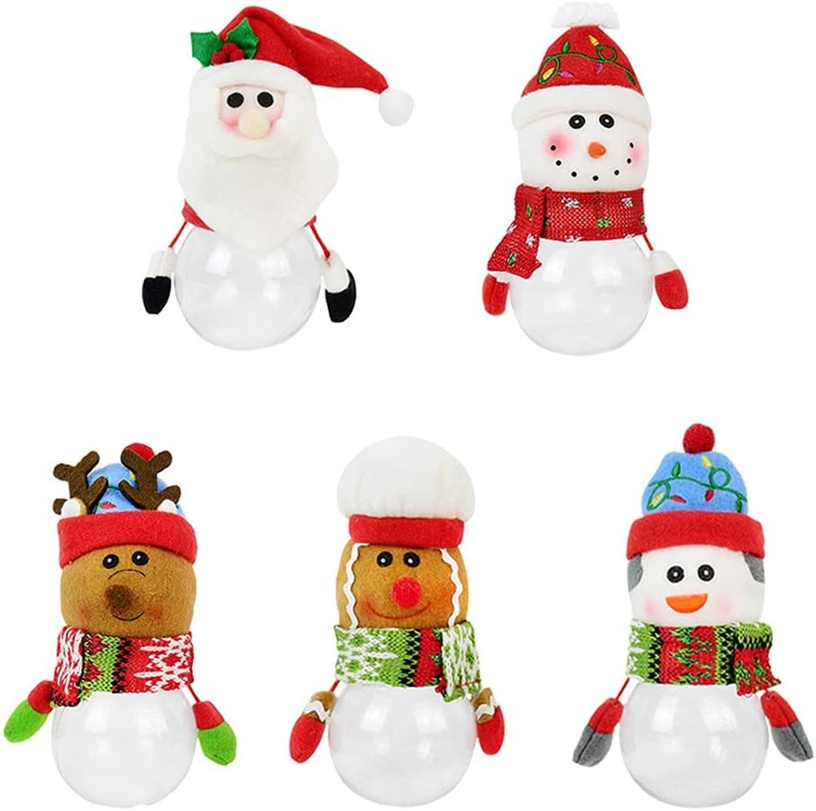 5pcs/ Set Candy Storage Box Xmas Children Small Gifts Household Decoration Supplies Jar Present Bottle (Color : A Size : 6.696.692.76in) (A 6.69 * 6.69 * 2.76in)