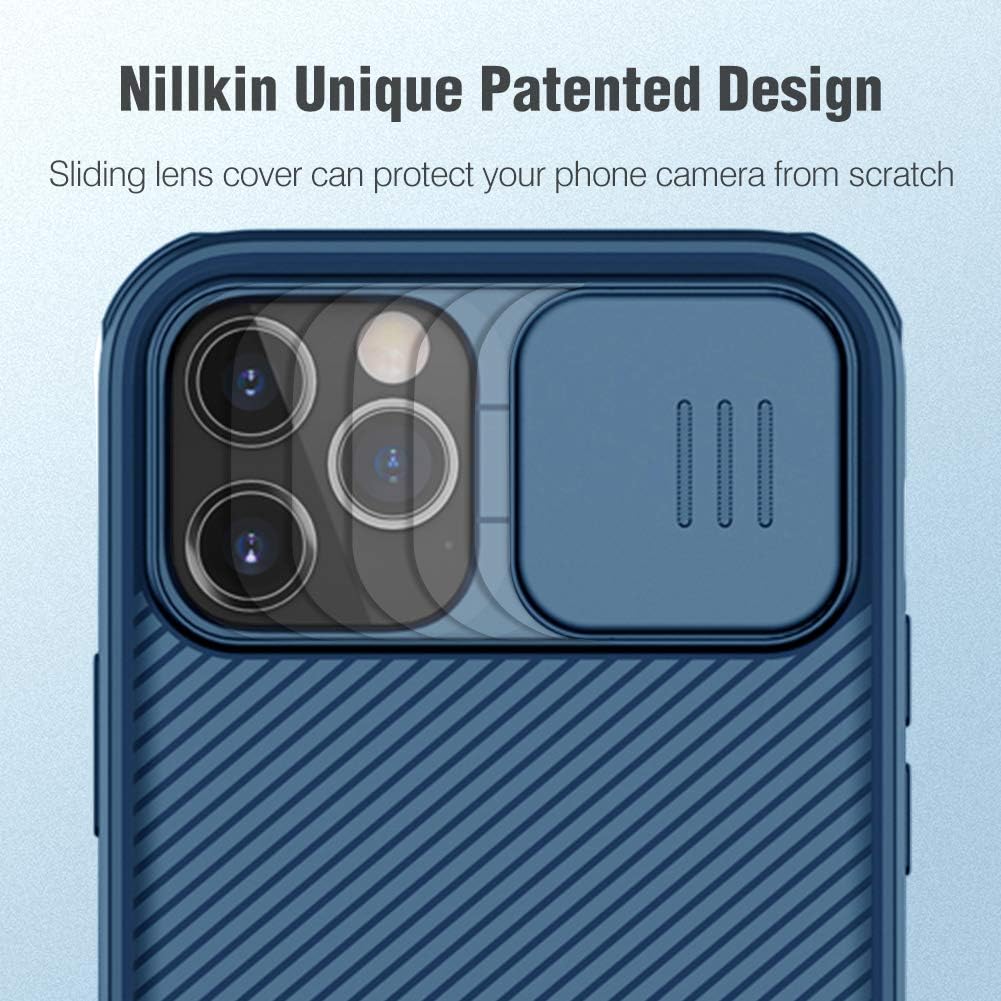 Nillkin CamShield Pro Slim Case Compatible with iPhone 12/iPhone 12 Pro, Protective Cover Case for 12 Pro with Camera Protector Hard PC and TPU Phone Case for Phone 12 6.1'' Blue