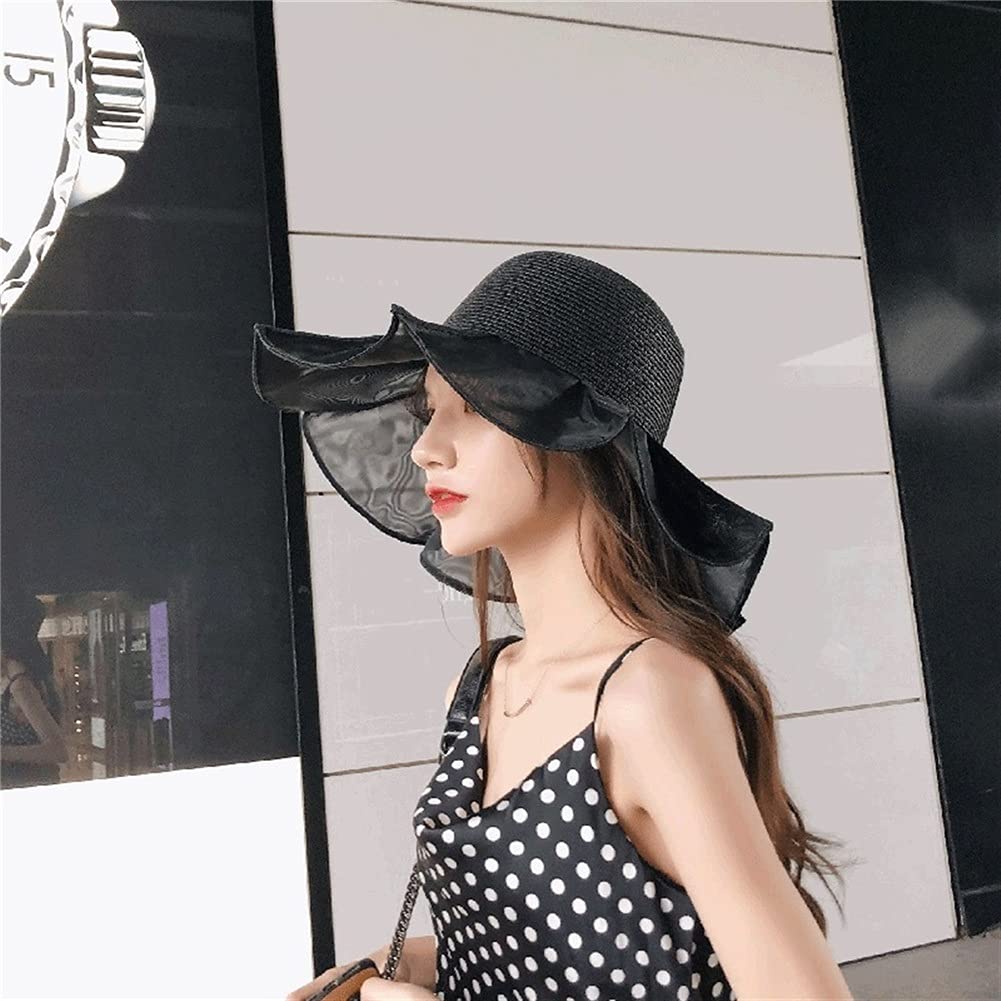 Sunhats Cappello di Paglia Cappello da Spiaggia Estivo da Donna Visiera Parasole da Vacanza Cinturino a Tesa Larga Cappello Floscio Cappello da Ragazza (Color : A, Size : Mcode) (C Mcode)