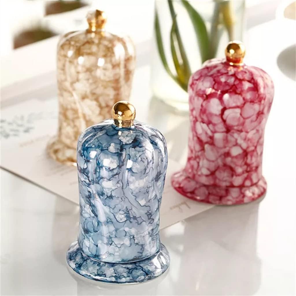 Ceramic Toothpick Holder with lid Cotton Swab Storage Box Tableware Accessories (C 5.5x11cm)