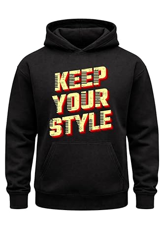 Keep Your Style Typography Hoodie Black Pullover Bold Retro Graphic