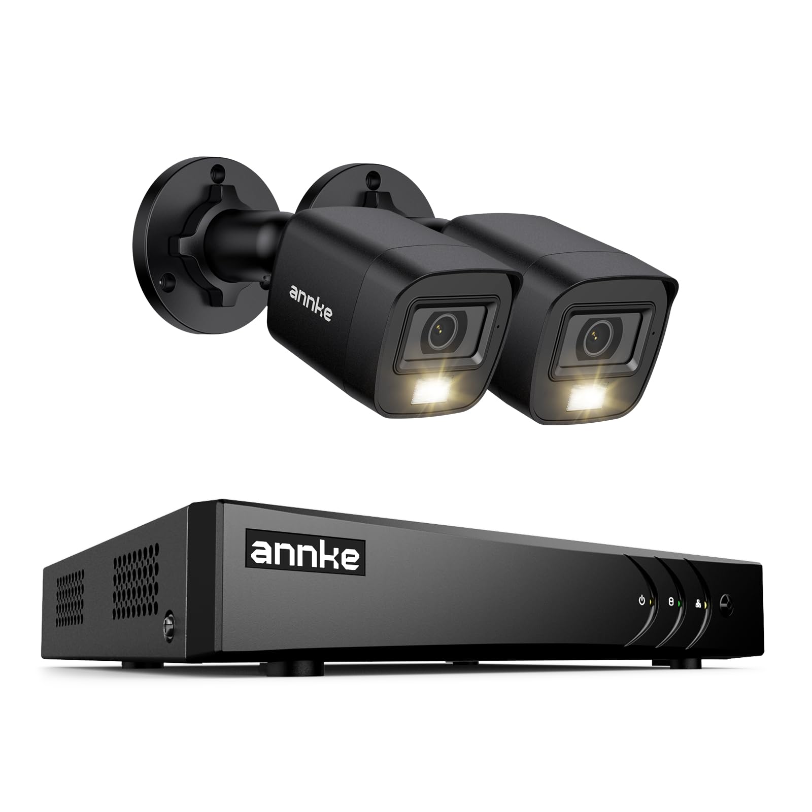 ANNKEE200 CCTV Camera System, 4 Channel 3K Lite Surveillance DVR with 2x 1080p Dual-Light Cams and 1TB Hard Drive, Smart Human & Vehicle Detection, Color Night Vision, IP67 Weatherproof, No HDD