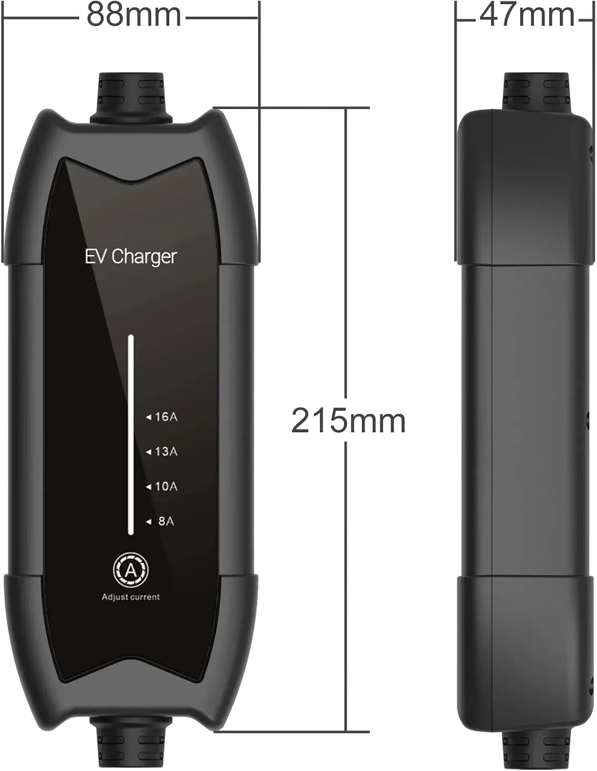Portable Type 1 EV Charger with EU Schuko Plug, SAE J1772 Home EV Charging Station, 8-16Amp Adjustable, 3.5kW Single Phase, 5m Cable, LCD Indicator