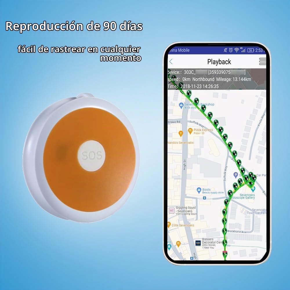 Jemora Localizador GPS 4G Colgante SOS Tracki Rastreador GPS para niños, Ancianos, Dispositivo de Seguimiento de vehículos Reproducción de 90 días GPS/BDS/WiFi/APGS/LBS IP67 Impermeable Rastreador en