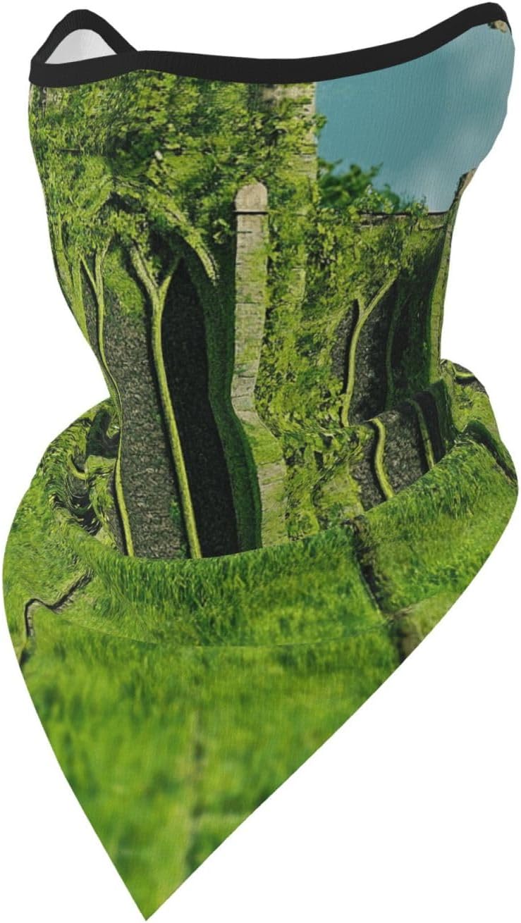 Protection Neck Gaiter Face Cover Secret temple overgrown with weeds Balaclava Scarf Mask, Windproof Breathable Sun Shield for Men Women, Skiing Hiking Cycling Outdoor Sports