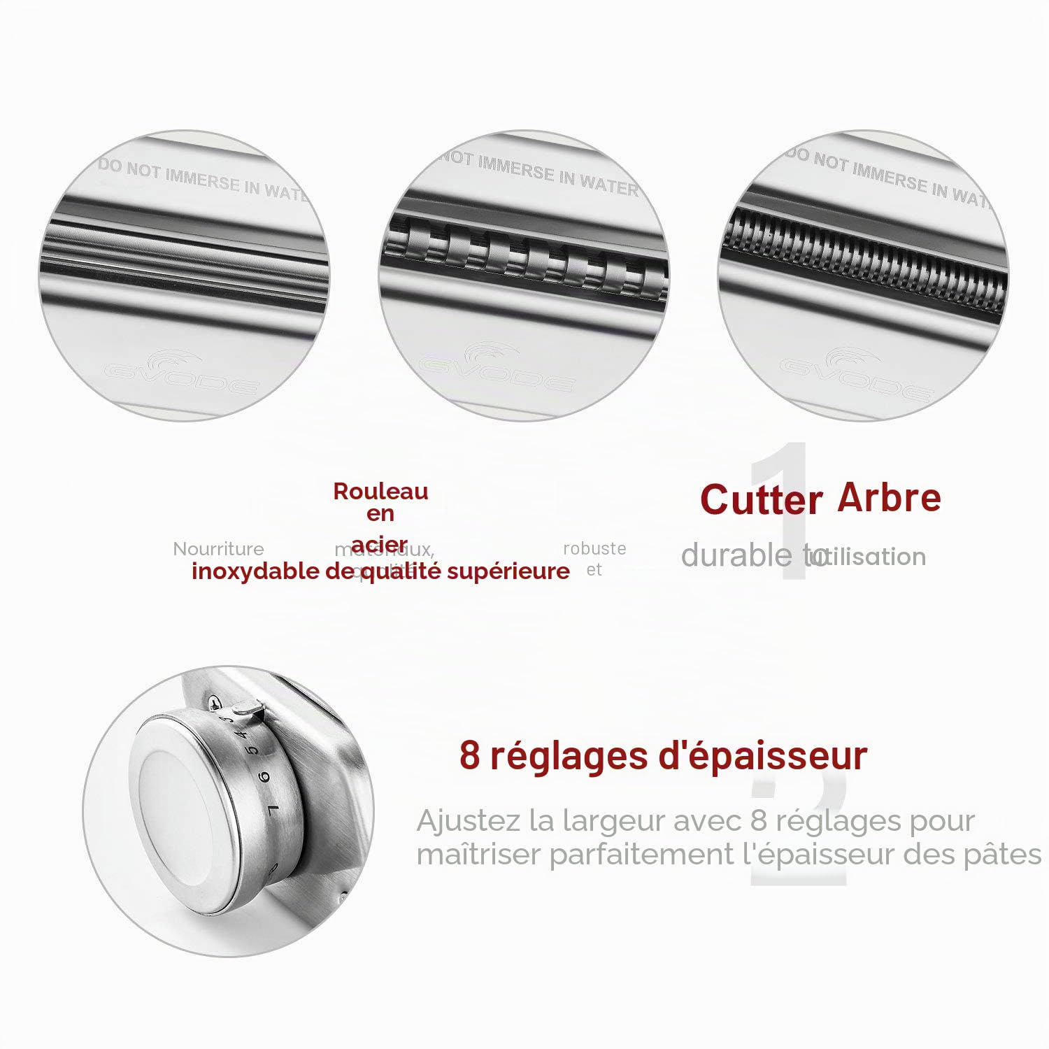 GVODE Accessoire pour Pâtes pour Kitchenaid, Comprenant un Rouleau pour Feuilles de Pâtes, un Coupe-Spaghetti et un Coupe-Fettuccini pour La Machine à Pâtes pour Kitchenaid