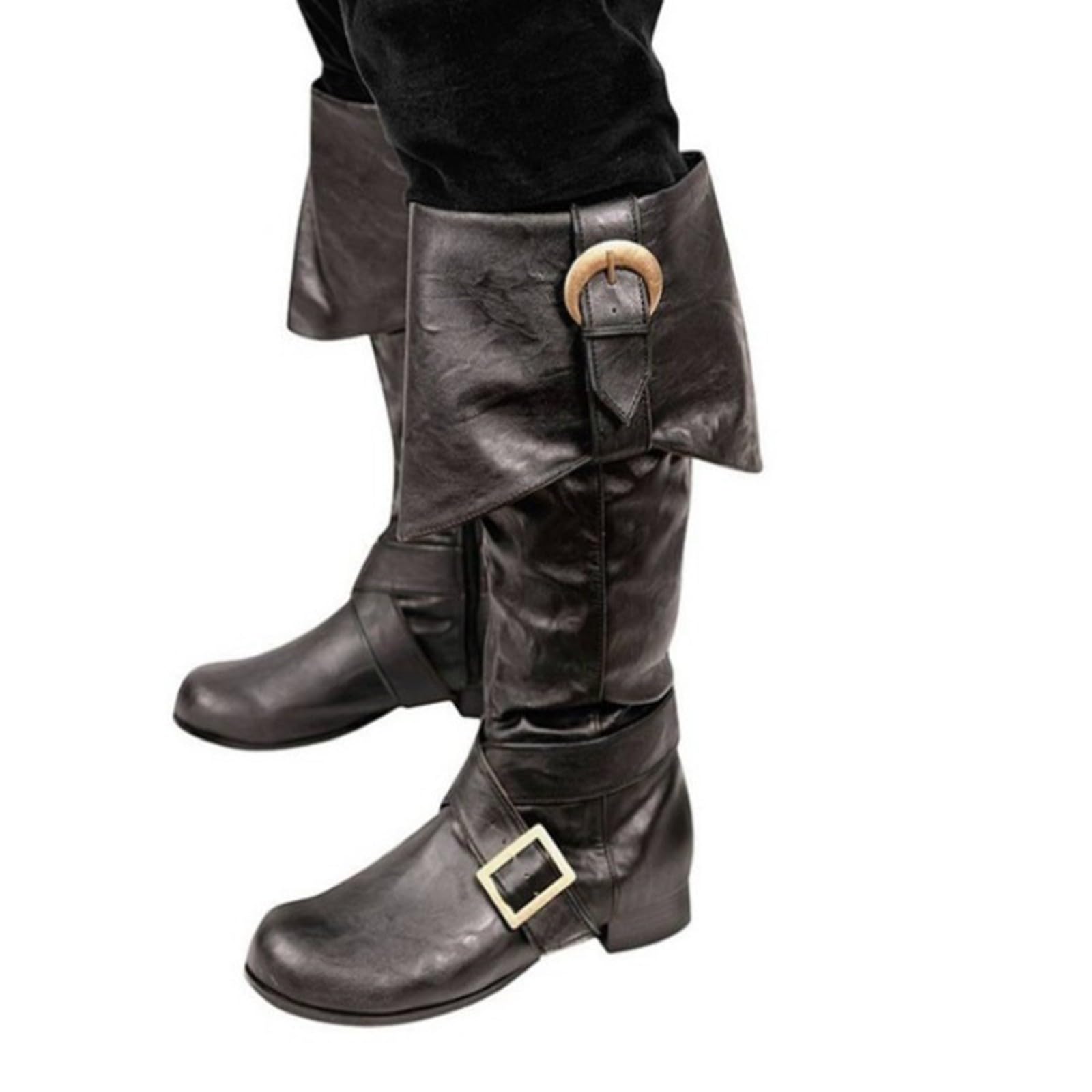Mittelalter Schuhe Herren Damen Renaissance Flache Cowboystiefel Wikinger Stiefel Cosplay Kostüm Pu-Leder Motorrad Sneaker Sommerstiefel Trachten Barfußschuhe Halbhohe Ritter-Jäger