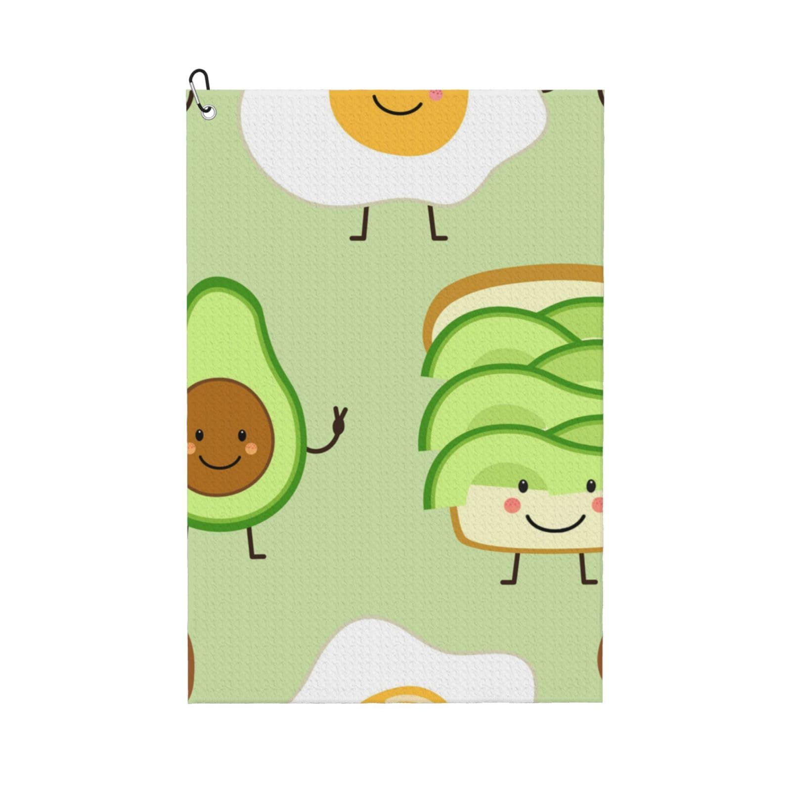 Hnnkloy Cute Avocado And Toast And Fied Egg, 16x24 in Portable Waffle Golf Towels with Carabiner Clip for Golf Bag