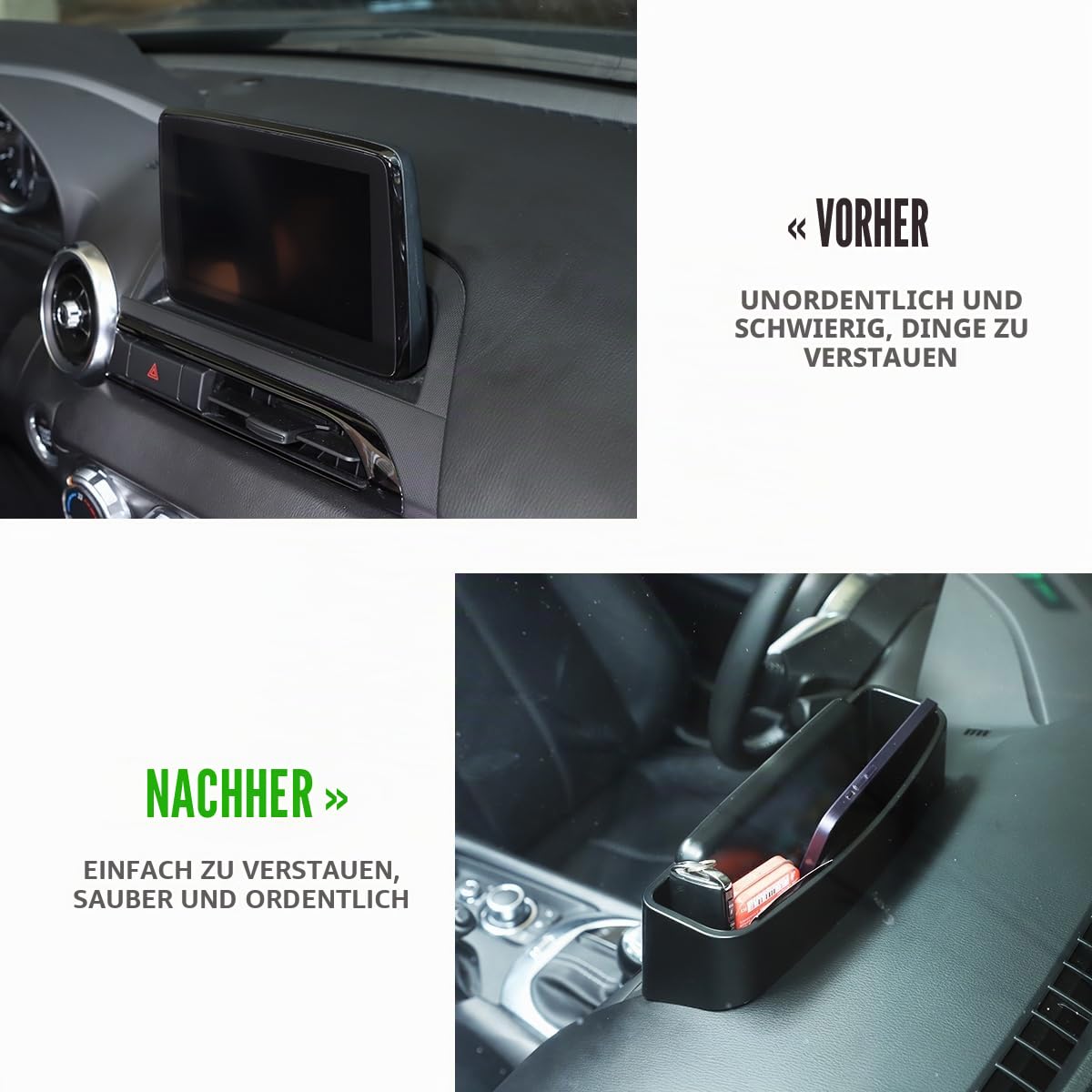 ABS Auto Mittelkonsole Einsatz Organizer Ablageschale für M@zda MX-5 ND 2015–2023 Navigationsbildschirm hinten Ablageschale Organizer Zubehör