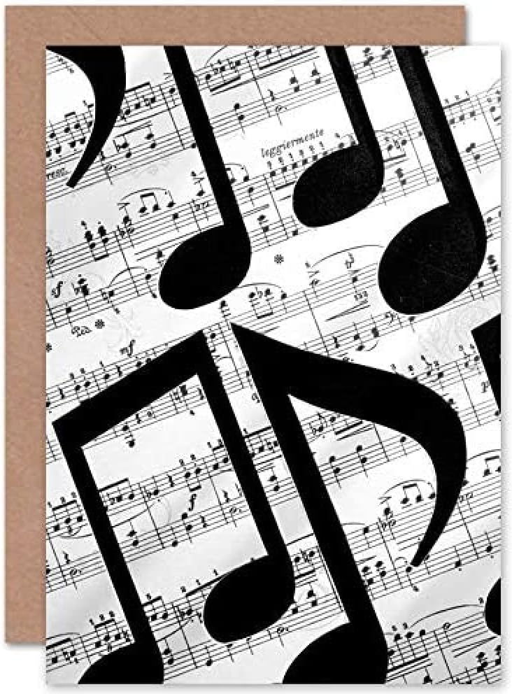 Fine Art Prints Musical Notes Sheet Music Greetings Card,White|grey|black|beige
