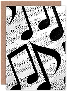 Fine Art Prints Grußkarte mit Musiknoten, Weiß, Grau, Schwarz, Beige