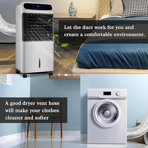 Miniatura 6 de Omont Manguera de ventilación para secadora de 4 pulgadas, 5 pies, tubo de conducto de aire flexible con aislamiento de aluminio, kit de manguera