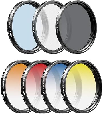 APEXEL Lente de Filtro para Teléfono móvil de 52 mm, Kit de Filtros 7 en 1, 4 Filtros Graduados, CPL, ND32, Filtro Estrella, Adecuado para iPhone 17/16/15… Samsung, Google Pixel, Xiaomi, etc
