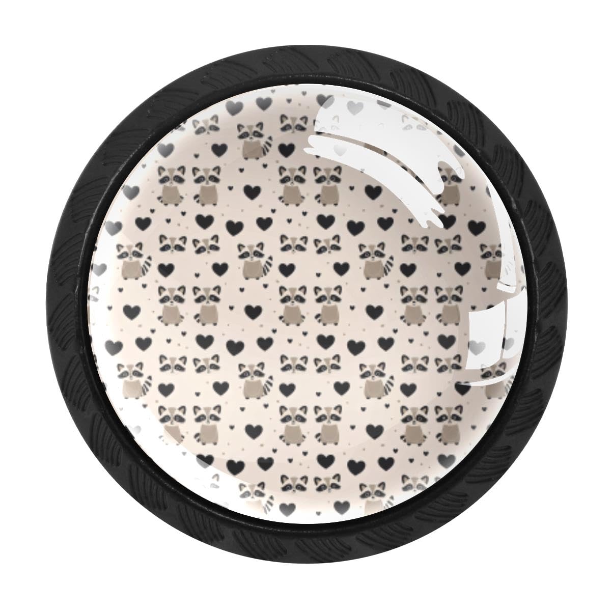 4 PCS Kitchen Cabinet Knobs, Raccoons Hearts Drawer Knobs Dresser Handles