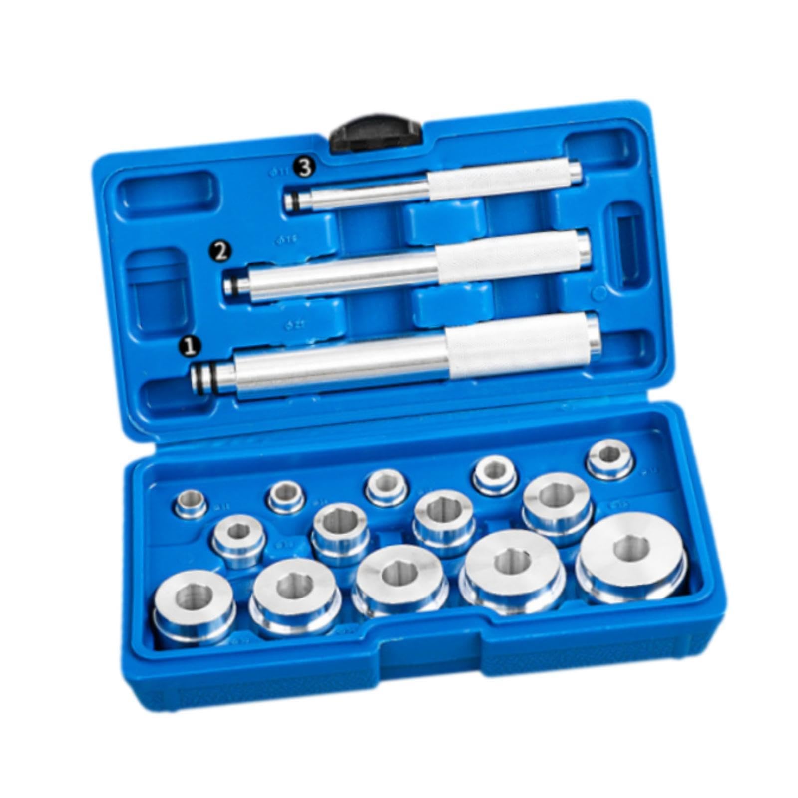 Ailan Kit pressa per Cuscinetti Versatile con Accessorio in Scatola di immagazzinaggio Blu Set di Driver per Installazione Piste e guarnizioni per Cuscinetti da 17 Pezzi per Un Lavoro efficiente Set