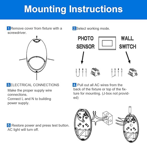 Miniatura 6 de Luz de emergencia LED con respaldo de batería y sensor de fotocélula, diagnóstico de autoprueba impermeable, accesorios de emergencia LED