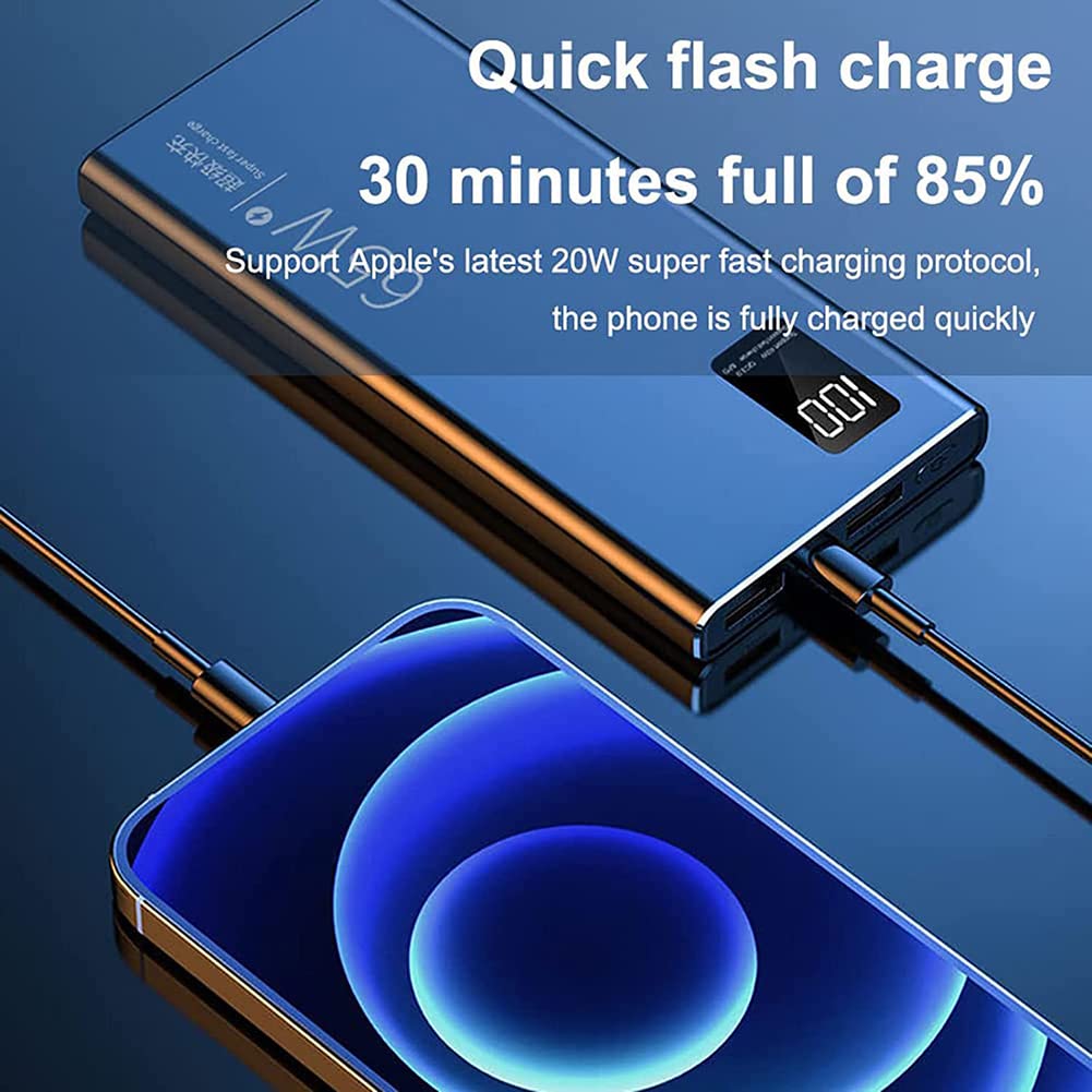 Caricabatterie Portatile 65W 50000Mah Power Bank, PD 20W QC3.0 Batteria Esterna A Ricarica Rapida con Display A LED, Caricabatterie di Emergenza per Cellulari E Altro,50000Mah,30000mah