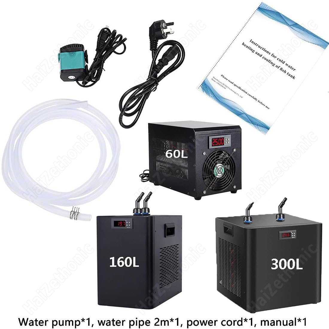 Acuario Enfriador Agua Comercial 60l/160l/300l,Quiet Water Cooler,Enfriador De Acuario,Inteligente,para Acuario,con Bomba Y Manguera 300L