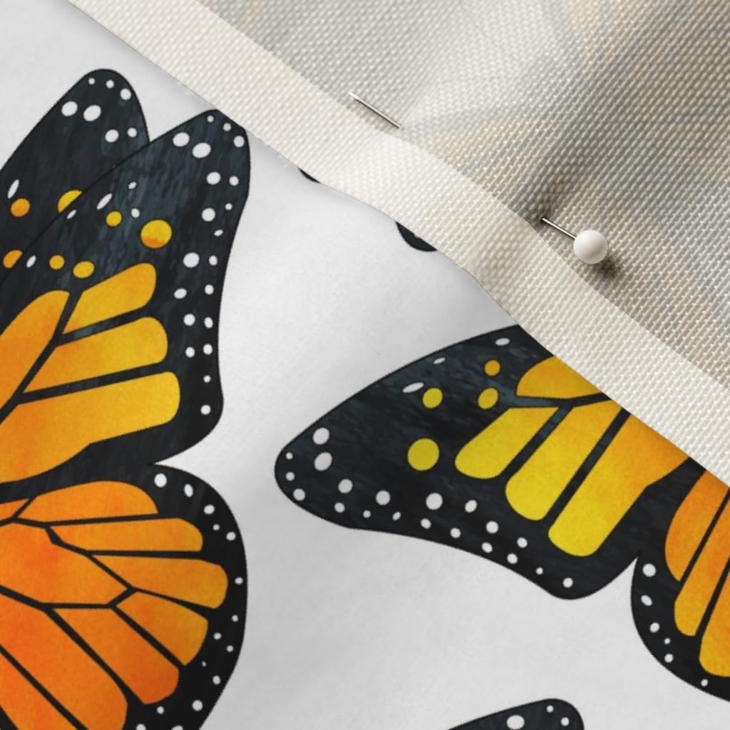 Spoonflower Fabric - Monarch Butterfly Watercolor Pattern Butterflies Insect Bug Printed on Upholstery Velvet Fabric Fat Quarter - Upholstery Home Decor Bottomweight Apparel