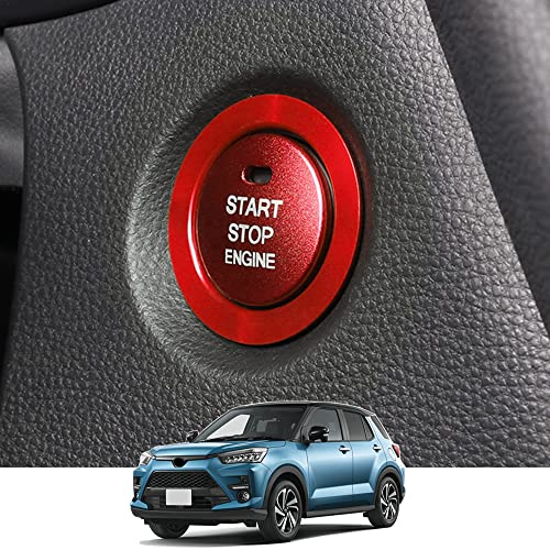 Kakash トヨタ/ダイハツ専用エンジンスタート スターターリング アルミカバー 内装カスタムパーツ アクセサリーキズ防止防塵 取り付け簡単 車種専用設計2 pcsセット(赤)適合トヨタ ライズ(RAIZE) A200系(2019年11月~現行) ダイハ
