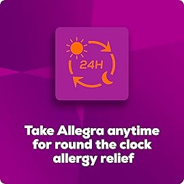 Allegra Adult 24-Hour Allergy Relief Tablets, Non-Drowsy Indoor and Outdoor Allergy Medicine, 180 mg Fexofenadine HCI Antihistamine Pill, 100-Count