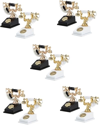 Milisten 5sets Vintage Mini Retro Dollhouse Teléfono de juguete Teléfono para Niños y Niñas Material Metal DIY Accesorios de Muebles 2 unids*5