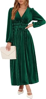 Women's Long Sleeve Velvet Dresses Fall Winter Long Dress Wedding Guest Party Maxi Dress