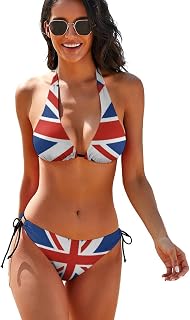 Union Jack UK Flag Women's Sexy Bikini Sets Printed Halter Two Piece Swimsuit for Summer Beach
