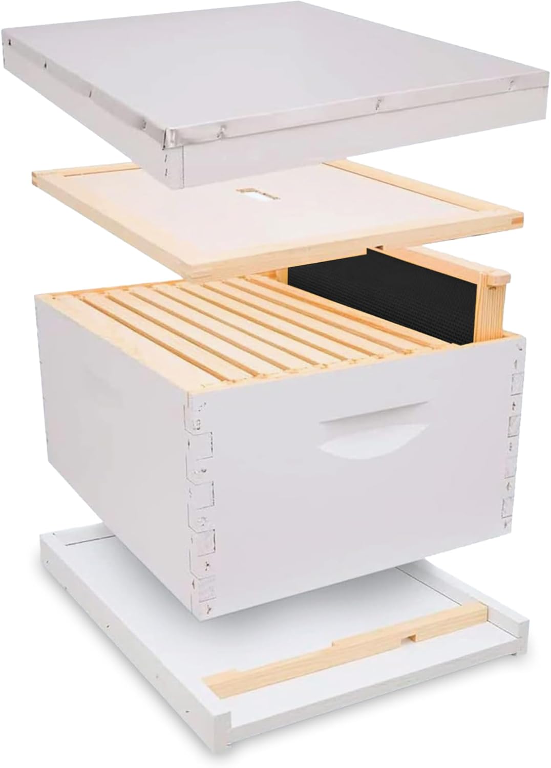 Mann Lake Traditional Complete 10-Frame Bee Hive Kit, Fully Assembled 9⅝” Deep Hive Body with 10 Frames, Beeswax-Coated Foundation, Telescoping Cover, Bottom Board & Reducer, Made in USA, Painted