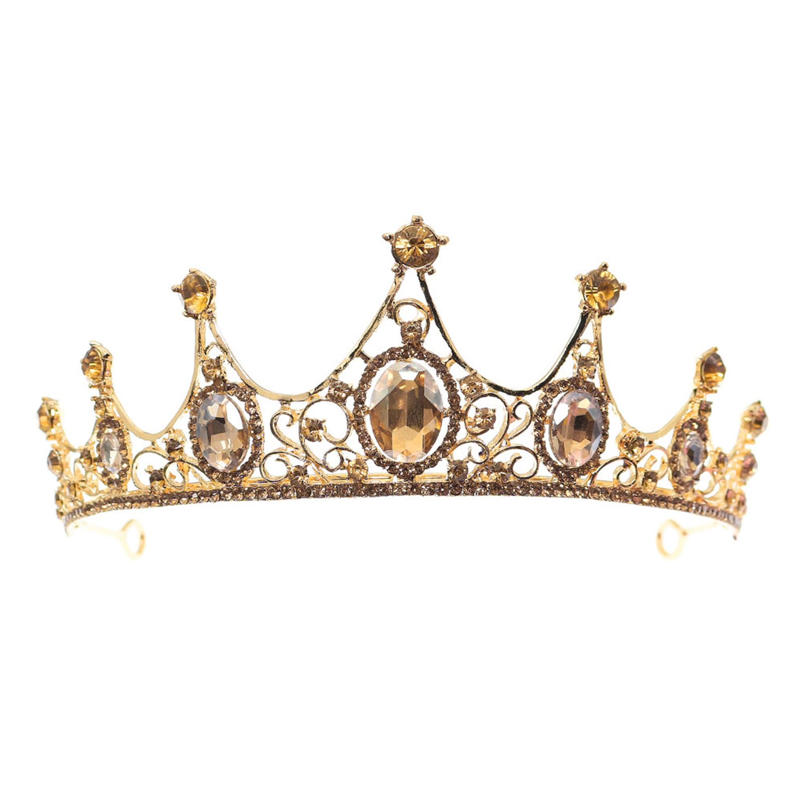 MICFENY Elegant Rhinestones Crowns Hairpiece Lightweight Headbands Metal Bridal Party Costume Photo Props Accessory