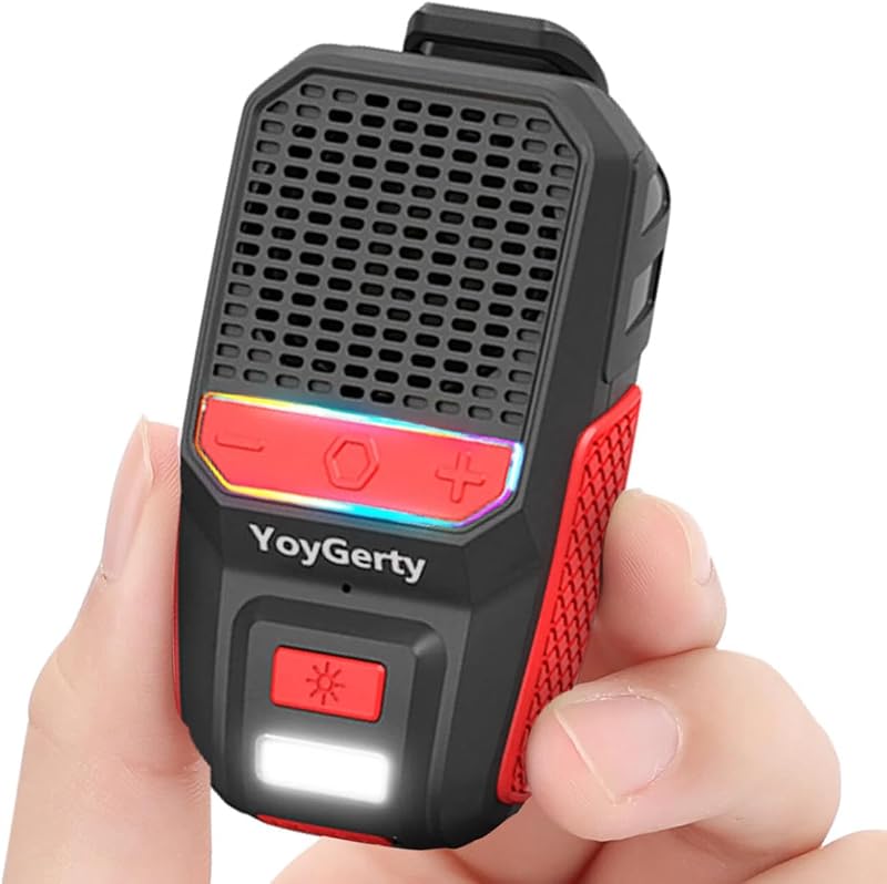parlante Bluetooth portátil, mini parlante con clip impermeable IPX6 | parlante portátil con luces RGB y flash, micrófono incorporado, inalámbrico, tiempo de reproducción de 15 horas para ciclismo/hogar/fiesta/playa/exterior (rojo)
