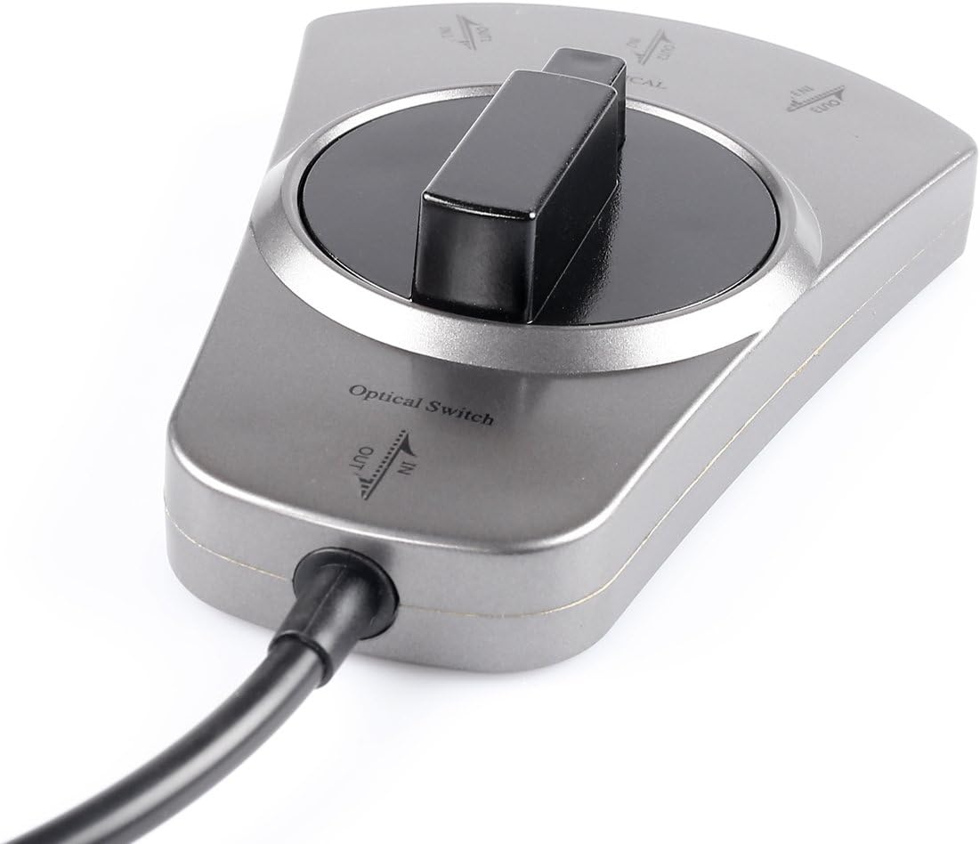 Fiber Optical Splitter Switch - Andul 3 Way in/Out Digital Toslink Optical Audio Splitter Manual Switch with 2.6ft Fiber Optic Cable(Black)