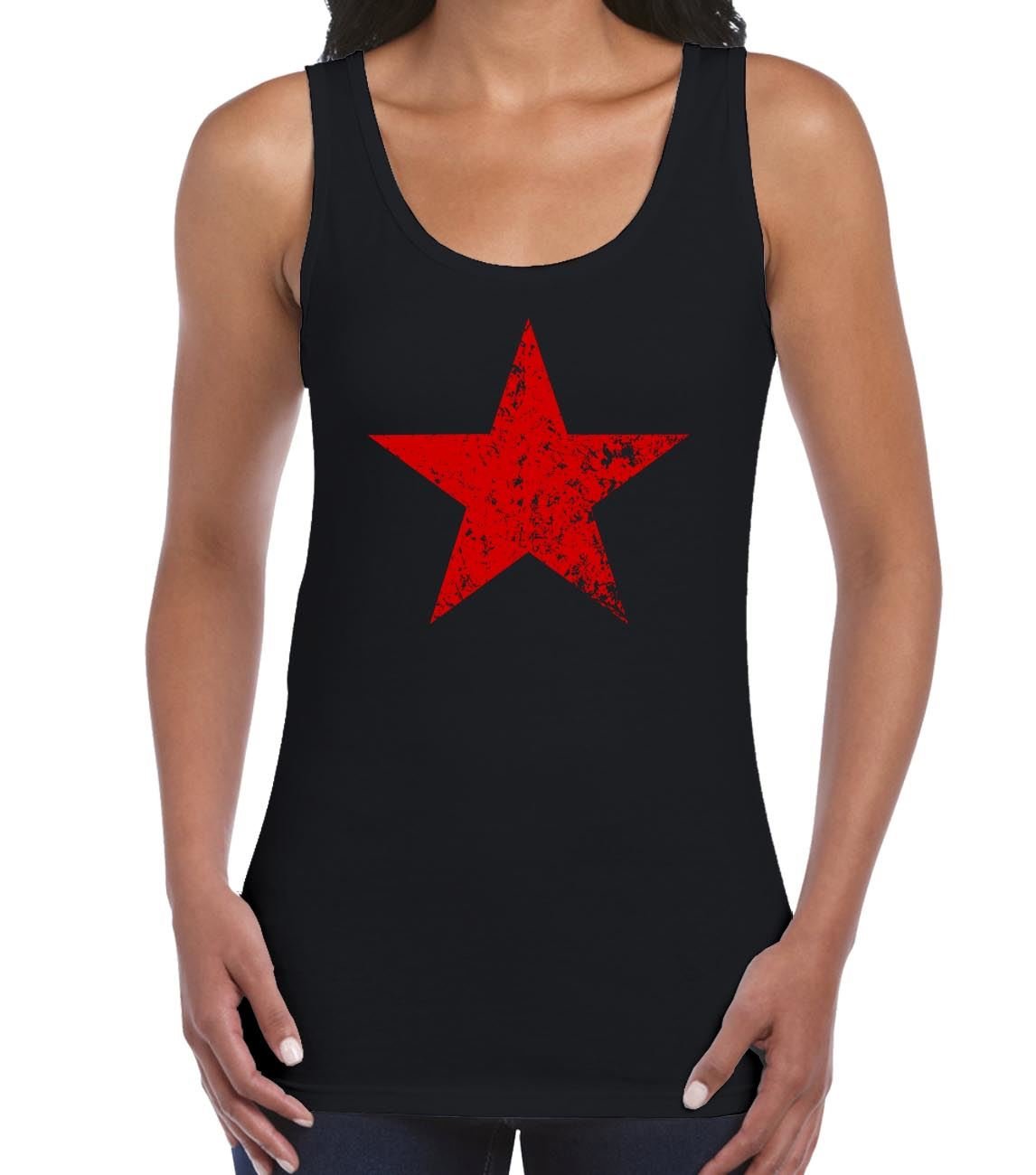 Tribal T-Shirts Women's Black Communist Star Cuba Vest Vest Top (Small, )