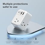 VYLEE UK Travel Plug Adapter, International Plug Adapter with 4 AC Outlets 4 USB Ports(2 USB C), Travel Adapter Type C Travel Essentials for US to Dubai Hong Kong Scotland British London [1 Pack]