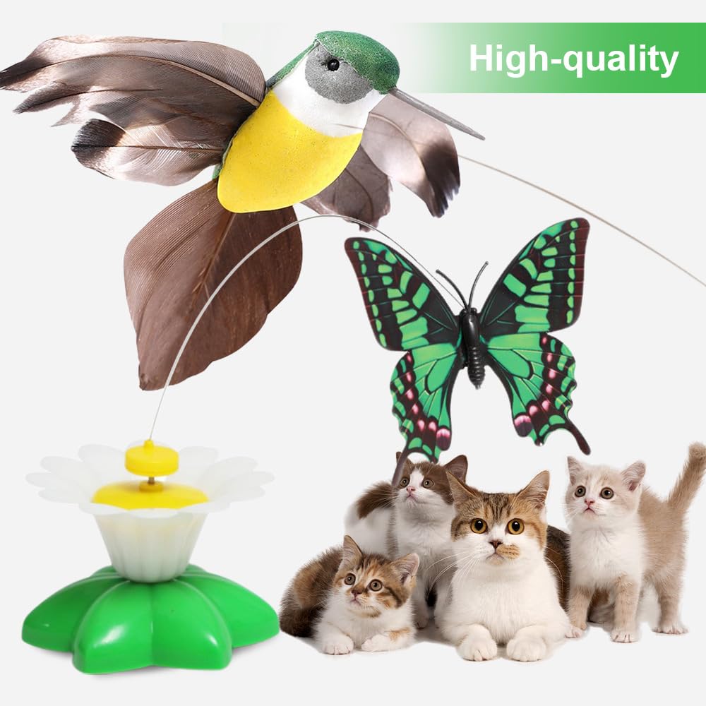 Drkicsy Juguete eléctrico para gatos, juguete interactivo para pájaros, juguete interactivo para gatos, juguete eléctrico giratorio de 360 grados, juguete interactivo de simulación de pájaros para