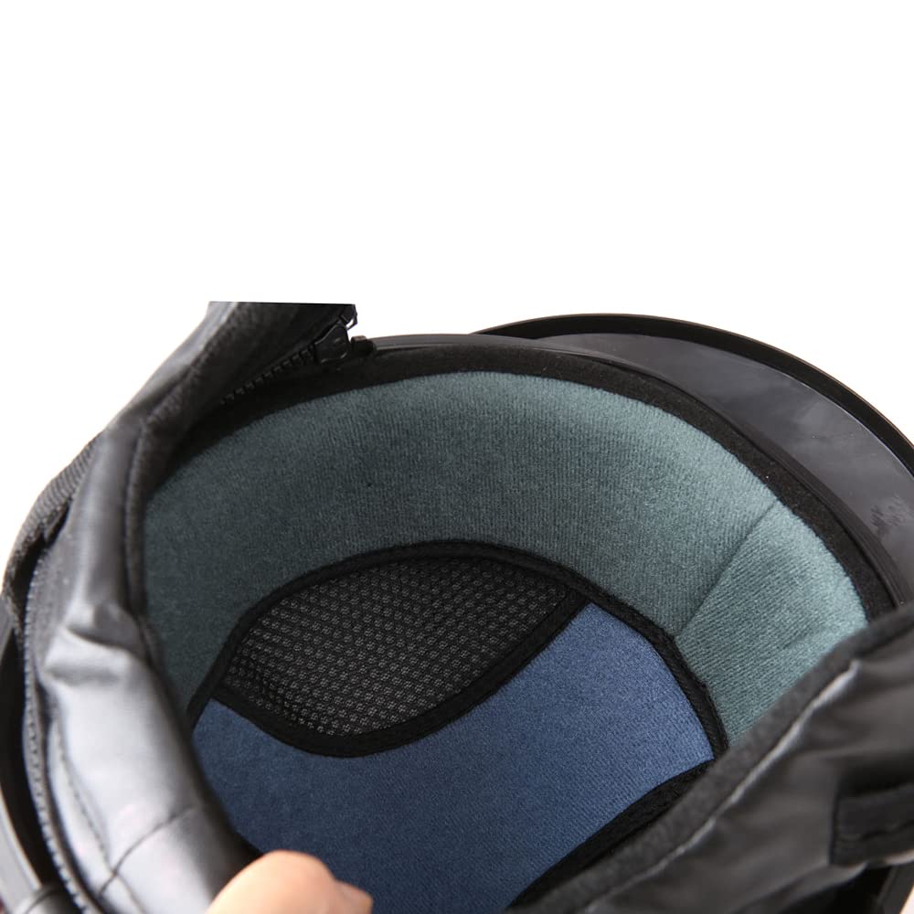 HUIOP Casques de Trottinette,Moto Scooter Open Face Demi Casque de Cuir avec visière UV Lunettes Retro Vintage Style 54-60cm