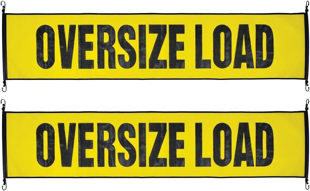 VULCAN Oversize Load Banner with Heavy Duty Metal Hooks - 2 Pack - Stretch Cord Mesh - 18 Inch x 84 Inch