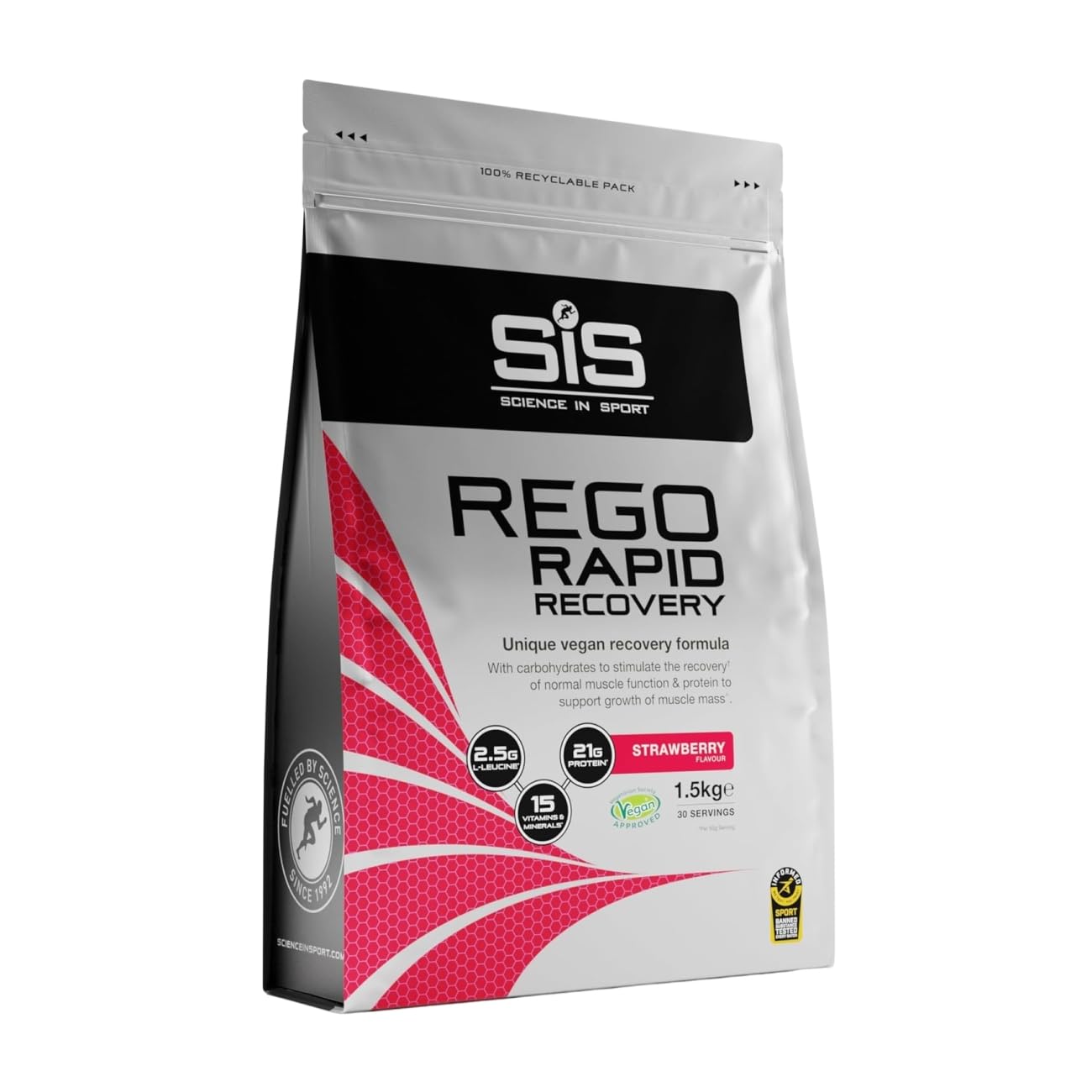 Science in Sport Suplemento Pós-Treino com Proteína de Soja 22 g, sabor morango, 1,5 kg