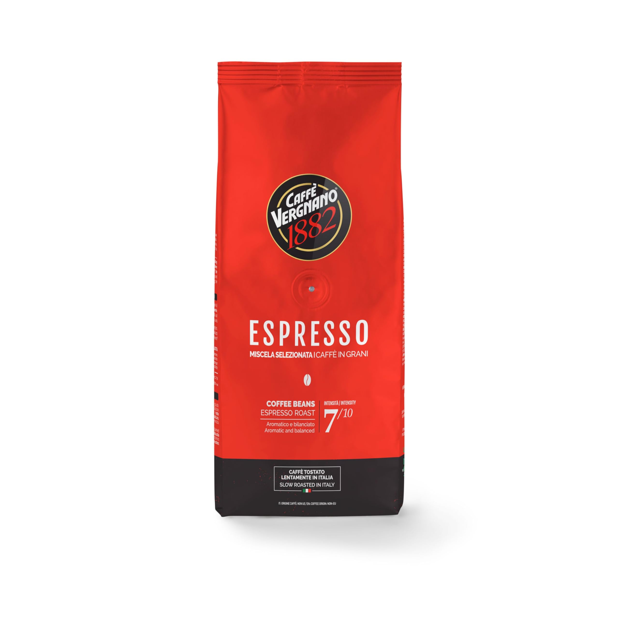 Caffe Vergnano 1882 Espresso Whole Bean Arabica Roast Coffee, 1.1 lb bag - Italian Medium Roast Coffee Beans with notes of Chocolate, Nuts & Caramel, Intensity 7/10-500g Bag