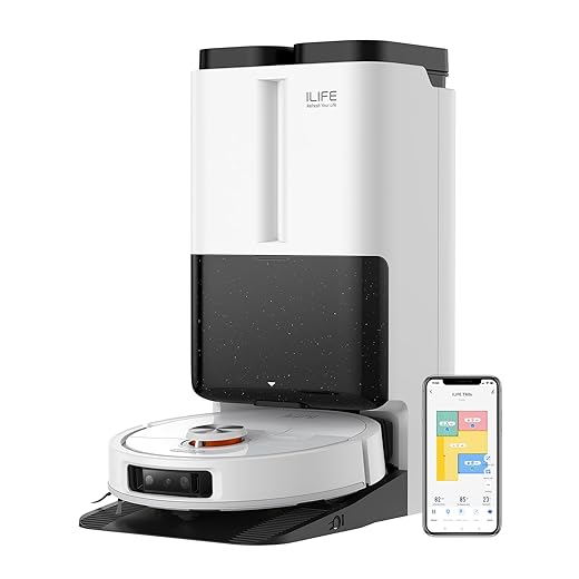 ILIFE T60s Robot Vacuum & Mop with AI and LiDAR, All-in-One Station for 60°C Auto Wash, Hot Air Drying, Hair Collection & Detergent Dispensing, Self Emptying, Extendable & Auto-Lift Mop, App & Voice