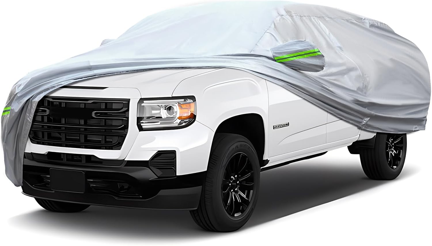 Full Car Cover Universal 6 Layers Outdoor Thicked All Weather Cover, Sunshield, Waterproof, Snow Proof, UV Proof, Scratch Proof, Bird Droppings, 6 Reflective Strips, Fits Pickups up 198"-220" Silver Car Cover C7 - Fits Pickup Trucks 198"-220" in Length